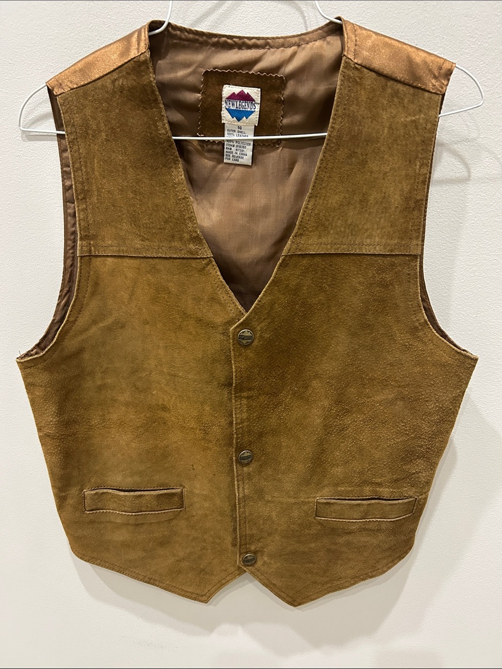 Vintage New Legends Suede Brown Leather Youth’s Vest - Western Style
